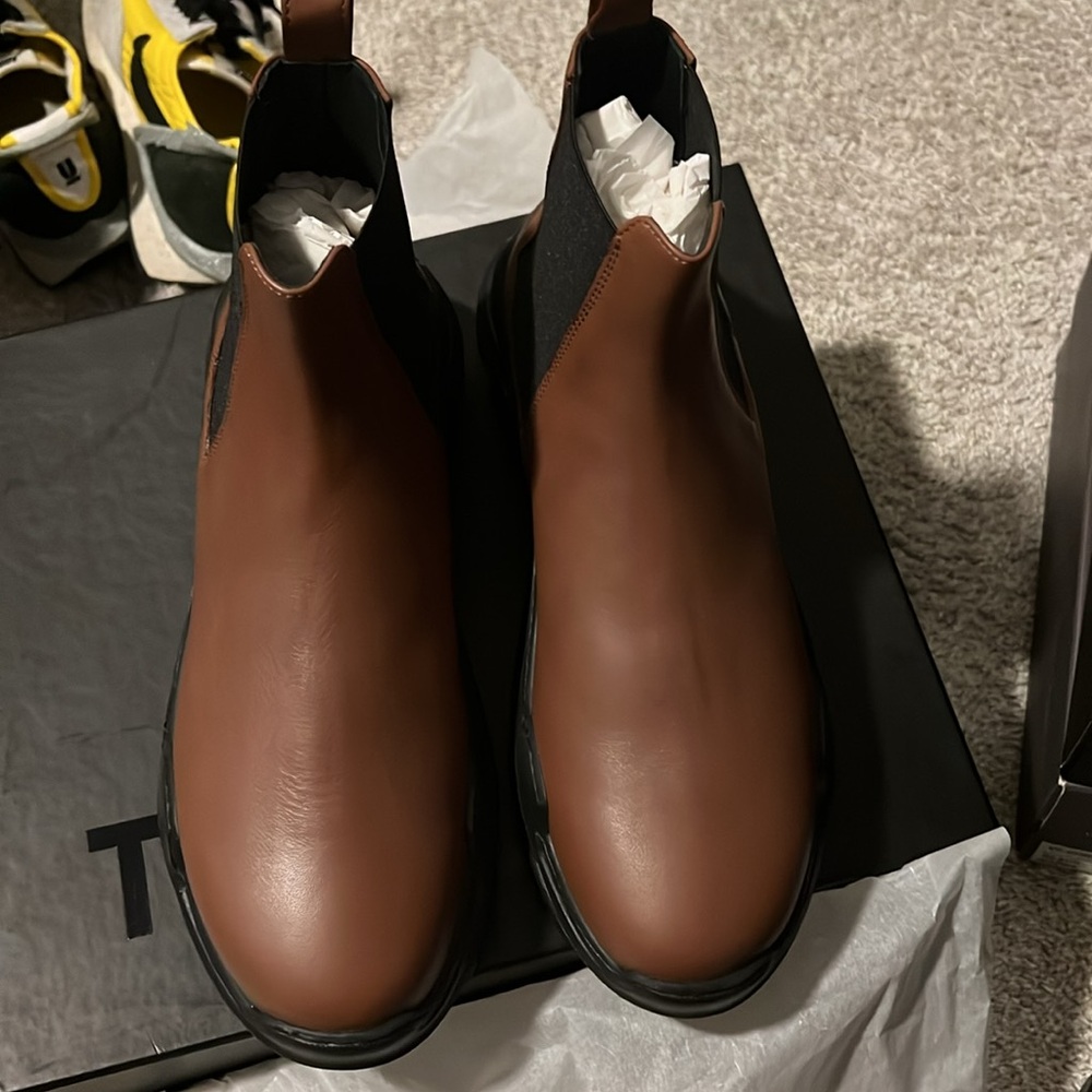 Tibi Brown Diego‎ Leather Winter & Rain Boots Sz 41/11 - Picture 6 of 8